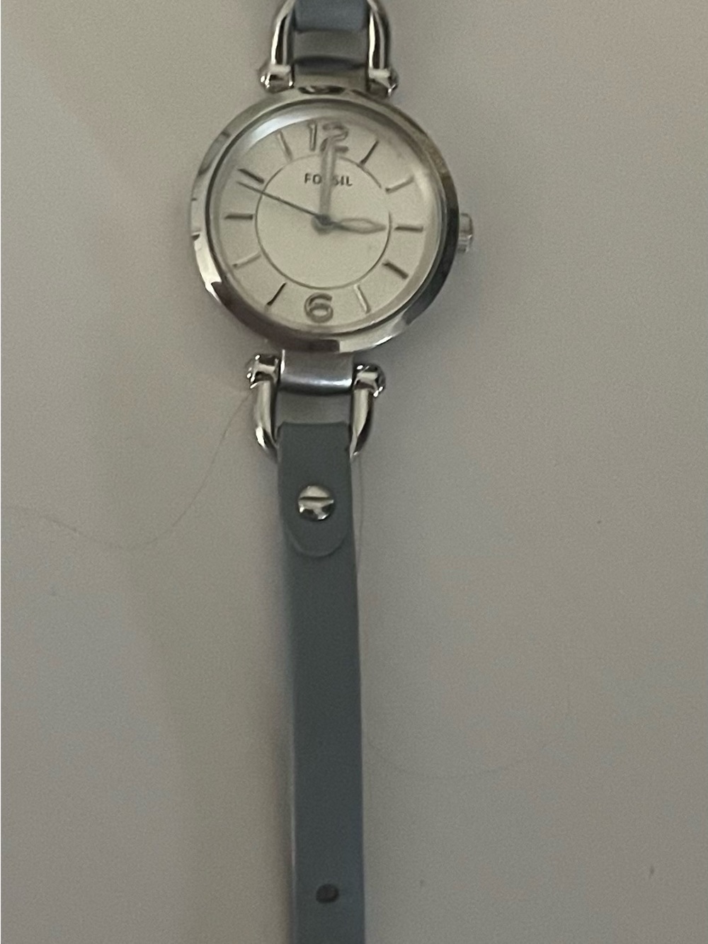 Fossil Women's Silver Case Watch with Light Gray Strap